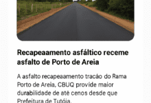 Asfalto novo no ramal Porto de Areia em Tutóia